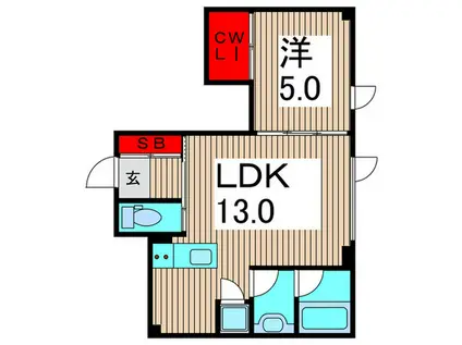 ARUITTE AOI(1LDK/1階)の間取り写真