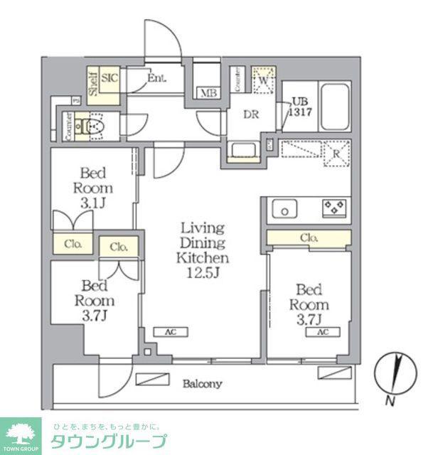 NOGATA RESIDENCE(3LDK/3階)の間取り写真