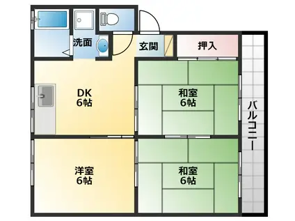 ビ・バーク(3DK/2階)の間取り写真