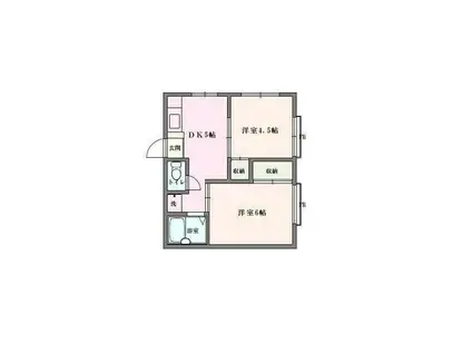 ラシェール鎌ヶ谷(2DK/2階)の間取り写真