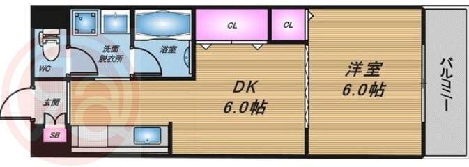 シャトー弁天弐番館(1DK/10階)の間取り写真