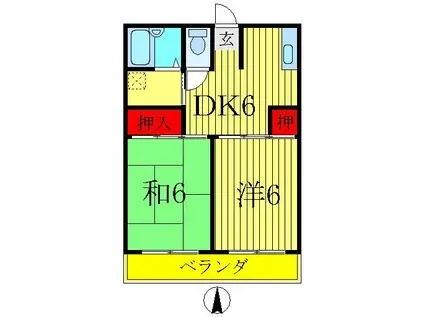 ガーデンビレッヂ(2DK/3階)の間取り写真