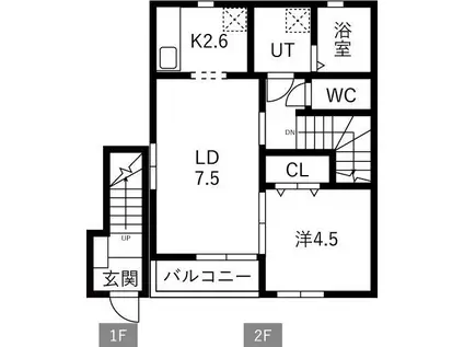BEL POSTO III(1LDK/2階)の間取り写真