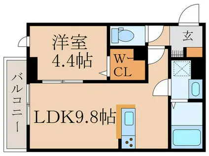 セレスティア若宮(1LDK/1階)の間取り写真