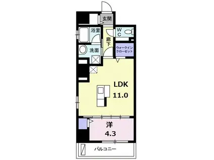タウンイーストガン(1LDK/2階)の間取り写真