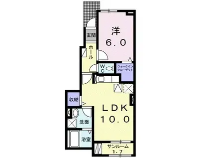 ビューシティ泉 V(1LDK/1階)の間取り写真