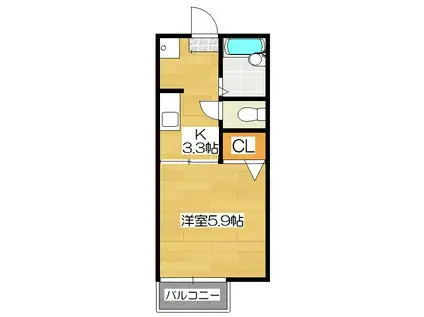 サンシャイン(1K/1階)の間取り写真