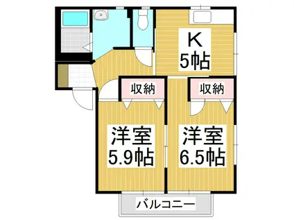 セゾン・ドミール(2K/1階)の間取り写真