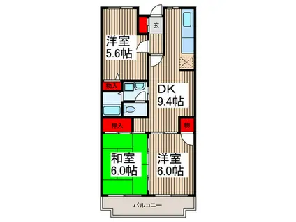 ファミール東川口(3DK/3階)の間取り写真