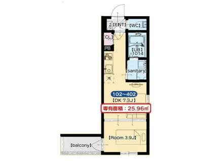 Z COURT 京橋(1DK/3階)の間取り写真