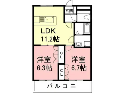 グランシャリオ(2LDK/3階)の間取り写真