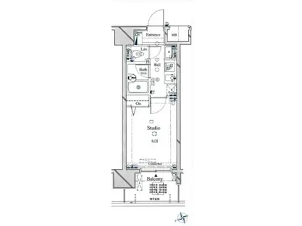 アーバイルスパシエ芝浦ベイサイド(1K/4階)の間取り写真