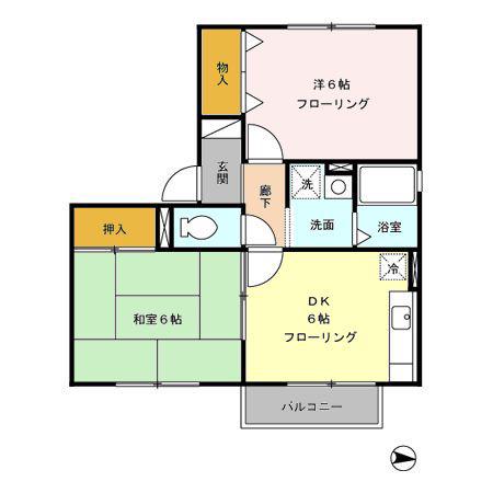 セジュール稲葉AB(2DK/1階)の間取り写真