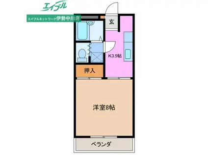川方マンションII(1K/3階)の間取り写真