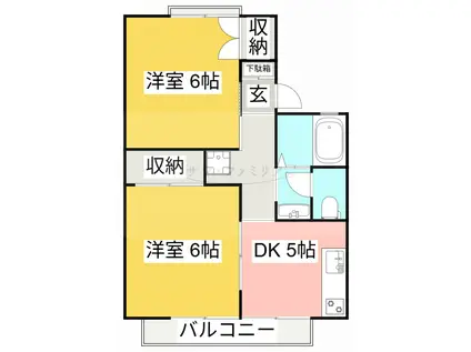 ロイヤルMAKI(2DK/2階)の間取り写真