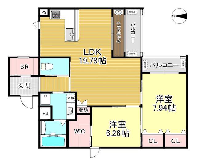 BELLISSIMO継孝院(2LDK/2階)の間取り写真