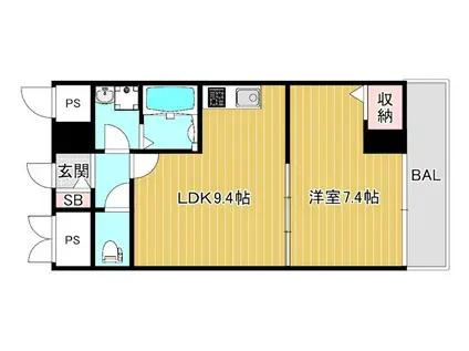 ル・ボーシエル(1LDK/3階)の間取り写真