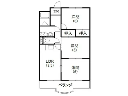 ロイヤルシティ高丘(3DK/4階)の間取り写真