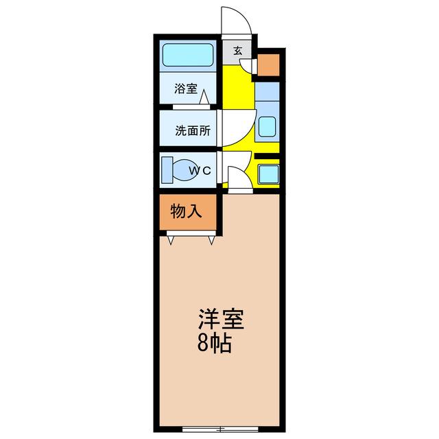 レーベンゆずりは(1K/2階)の間取り写真