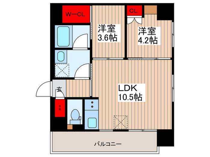 ルフォンプログレ押上イースト(2LDK/7階)の間取り写真