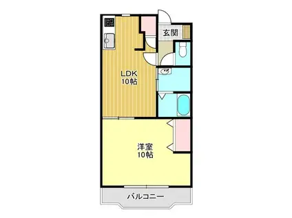 ルフェール上長沢(1LDK/2階)の間取り写真