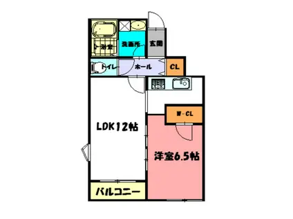 山陽電鉄本線 藤江駅 徒歩12分 2階建 築13年(1LDK/1階)の間取り写真