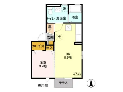 ルシール細谷A(1LDK/1階)の間取り写真