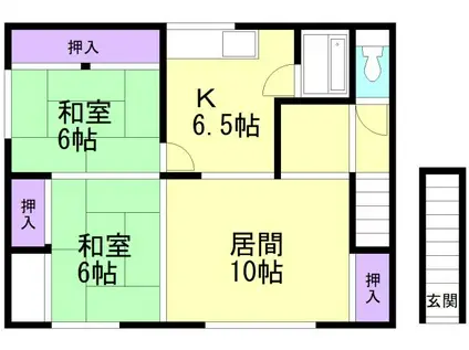 コーポ高平(2LDK/2階)の間取り写真