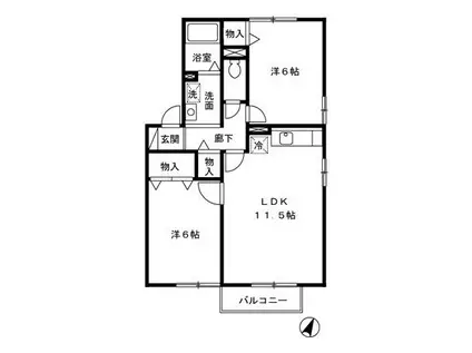 シャルマンコート A棟(2LDK/2階)の間取り写真