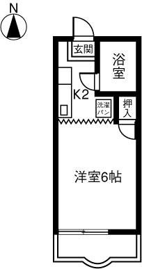 グリーンハイムT(1K/2階)の間取り写真
