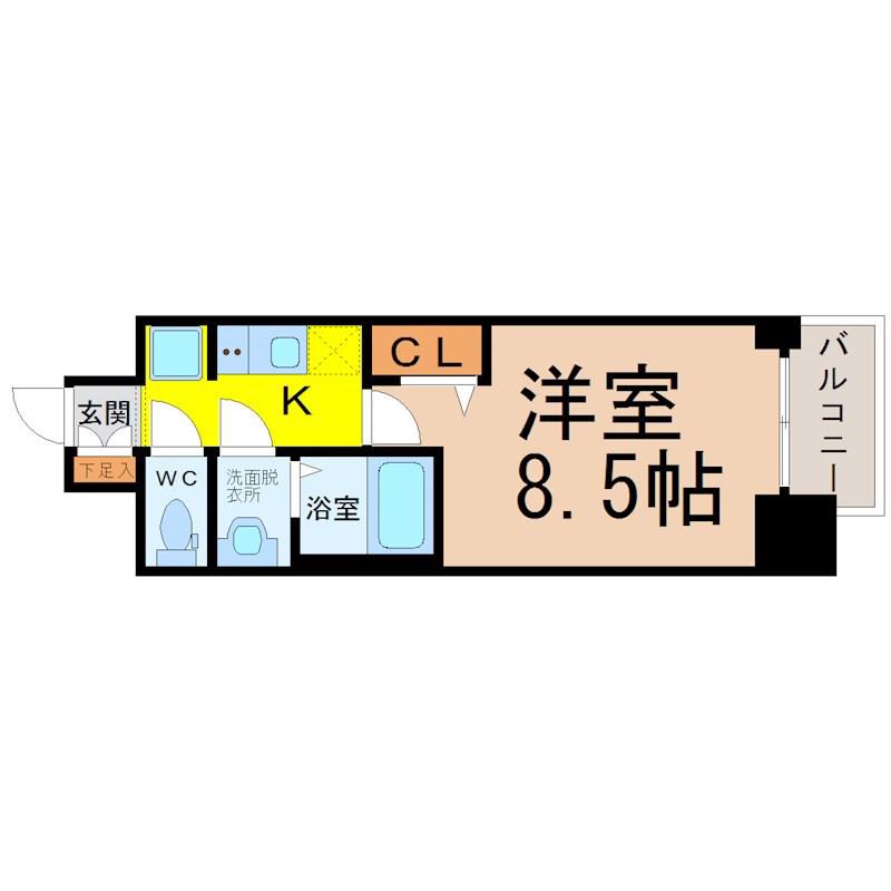 プレサンス大曽根駅前ファースト(1K/4階)の間取り写真