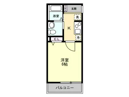 ZEROチンタイウィングコート南浦和(1K/1階)の間取り写真