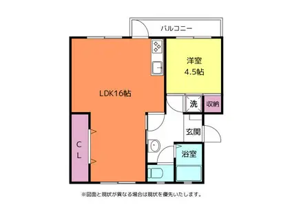 五福ユニバーシティ(1LDK/1階)の間取り写真