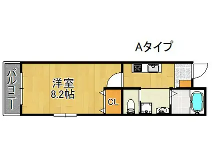 ブライト日根野(1K/3階)の間取り写真