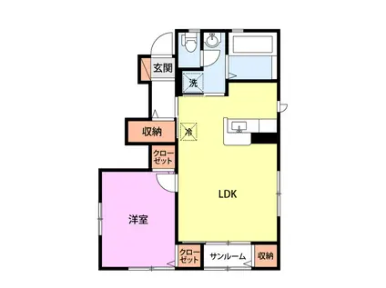 ガーデンハウスC(1LDK/1階)の間取り写真