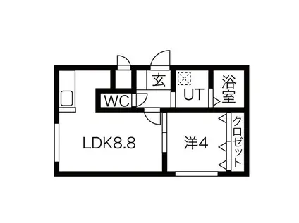 ヴィラ本通南(1LDK/3階)の間取り写真