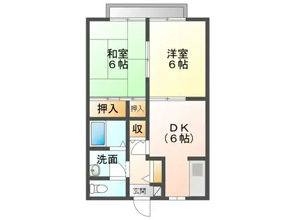 パティオ久山B(2DK/2階)の間取り写真