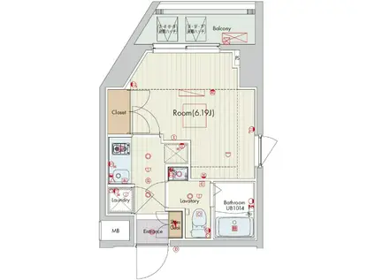 セリュークス横濱阪東橋(1K/7階)の間取り写真