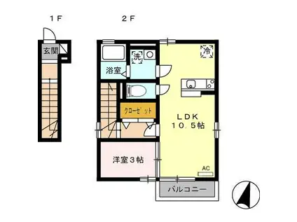 レミエル(1LDK/2階)の間取り写真