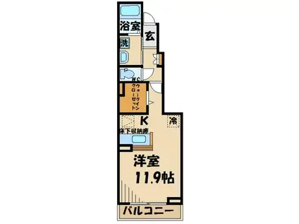 アイリス(ワンルーム/1階)の間取り写真
