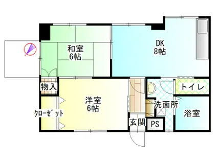 ベアビル(2DK/2階)の間取り写真