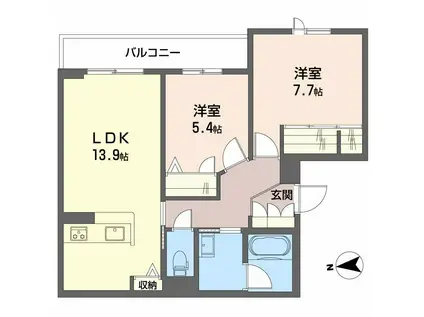 シャーメゾン ヴェル―ラ(2LDK/2階)の間取り写真