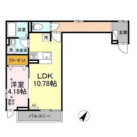 アナシエ小松川(1LDK/2階)の間取り写真