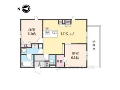 MAISONLOTUSTOJI(2LDK/1階)の間取り写真