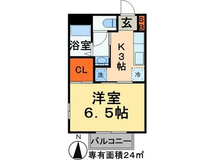 サンドエル(1K/2階)の間取り写真