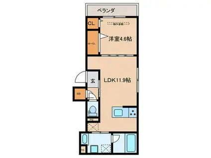 D-RESIDENCE蛍池西町(1LDK/3階)の間取り写真