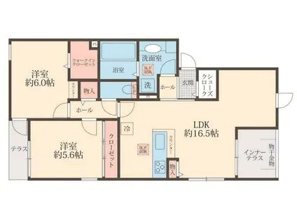 LULU西尾久(2LDK/1階)の間取り写真