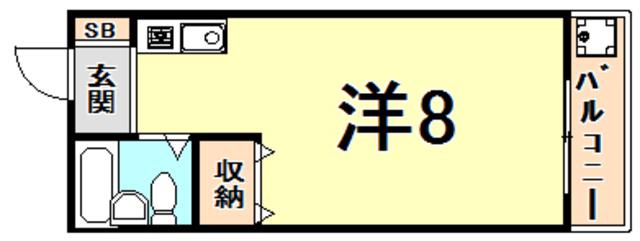 サンハイツ(ワンルーム/1階)の間取り写真