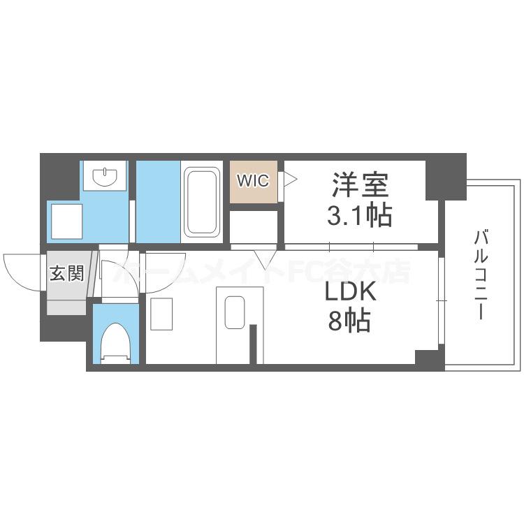 エスリードレジデンスザ・グラン大阪福島クラス(1LDK/2階)の間取り写真