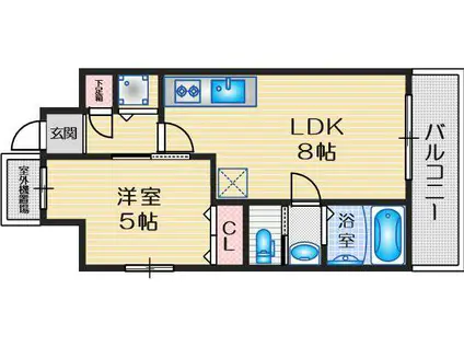 ファーストステージ江坂パークサイド(1LDK/2階)の間取り写真